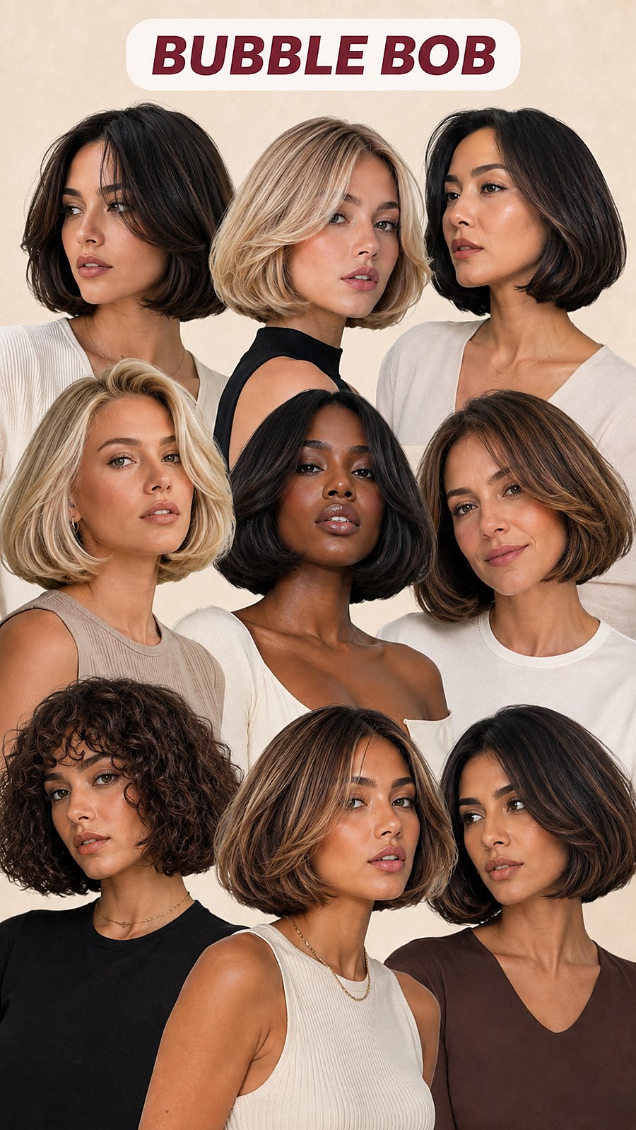 The bubble bob — reference board, Touchée Organic Salon